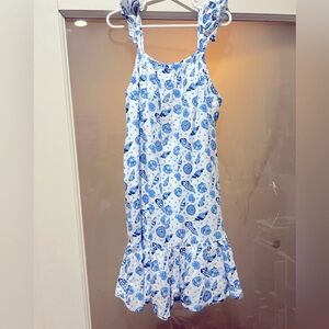 Girls Vineyard Vines blue and white seashell dress size 7-8